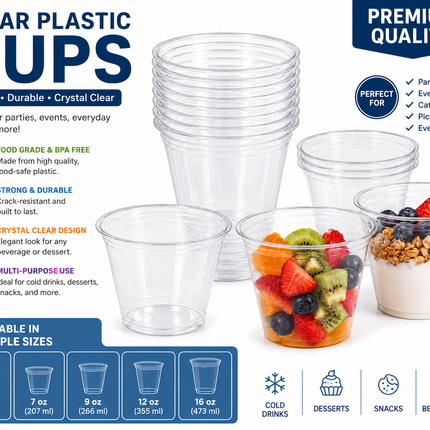 Disposable Clear Plastic Drinking Cups