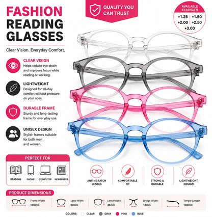Unisex Reading Glasses - Multi Color