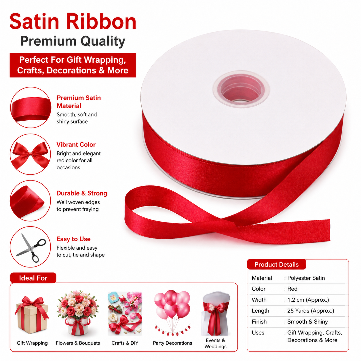 Red Satin Ribbon Roll