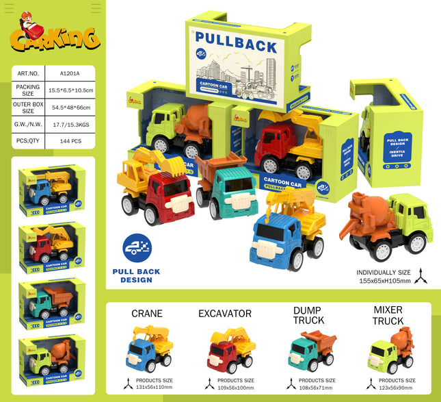 Toy Trucks: 4 Different Designs and Colors