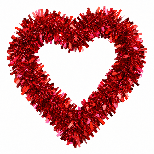 Red Heart-Shaped Tinsel Wreath