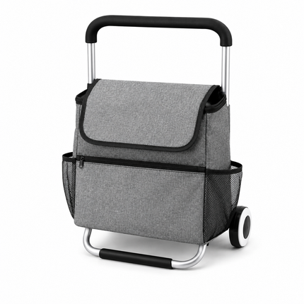 Foldable Shopping Trolley Cart with Wheels - Grey