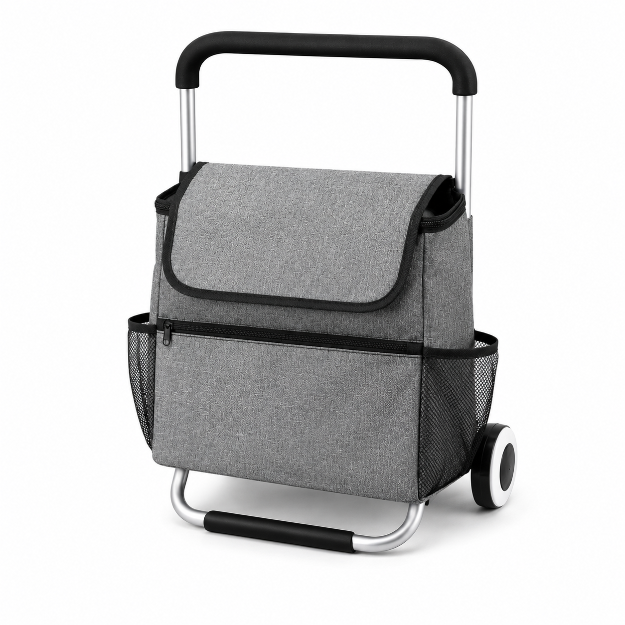 Foldable Shopping Trolley Cart with Wheels - Grey