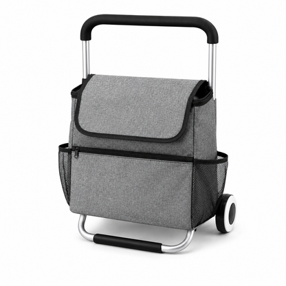 Foldable Shopping Trolley Cart with Wheels - Grey