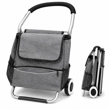 Lightweight Foldable Shopping Trolley - Grey