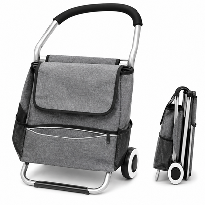 Lightweight Foldable Shopping Trolley - Grey