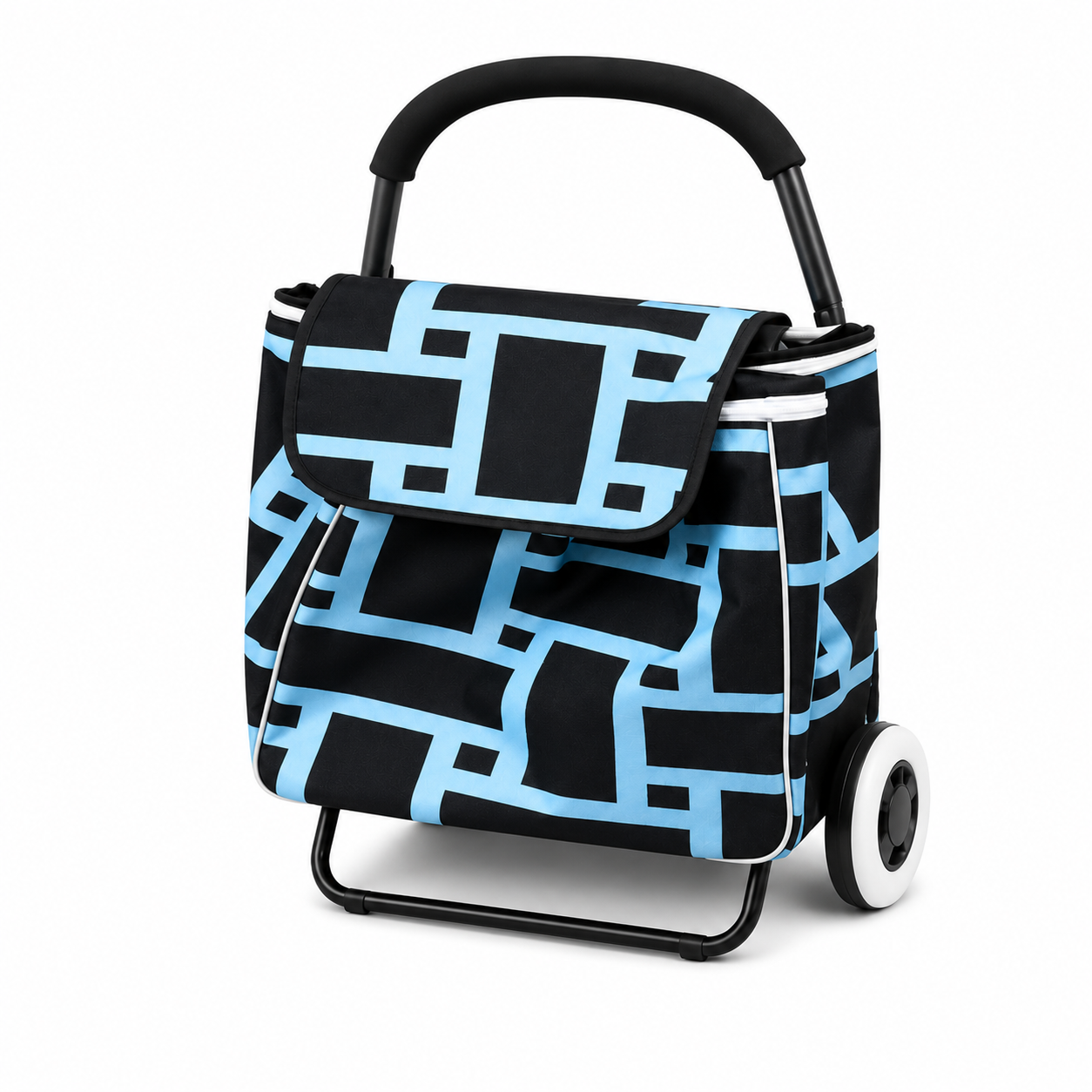 Portable Foldable Shopping Cart - Blue & Black