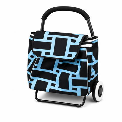 Portable Foldable Shopping Cart - Blue & Black