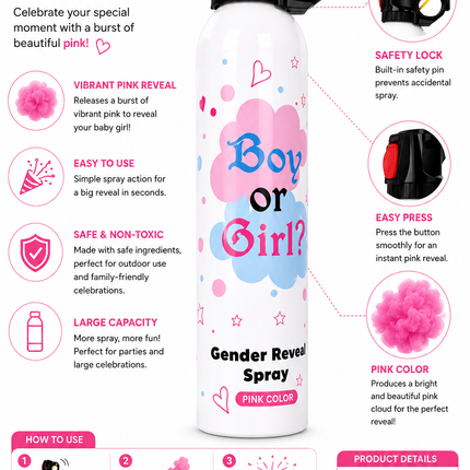 Gender Reveal Color Spray Pink