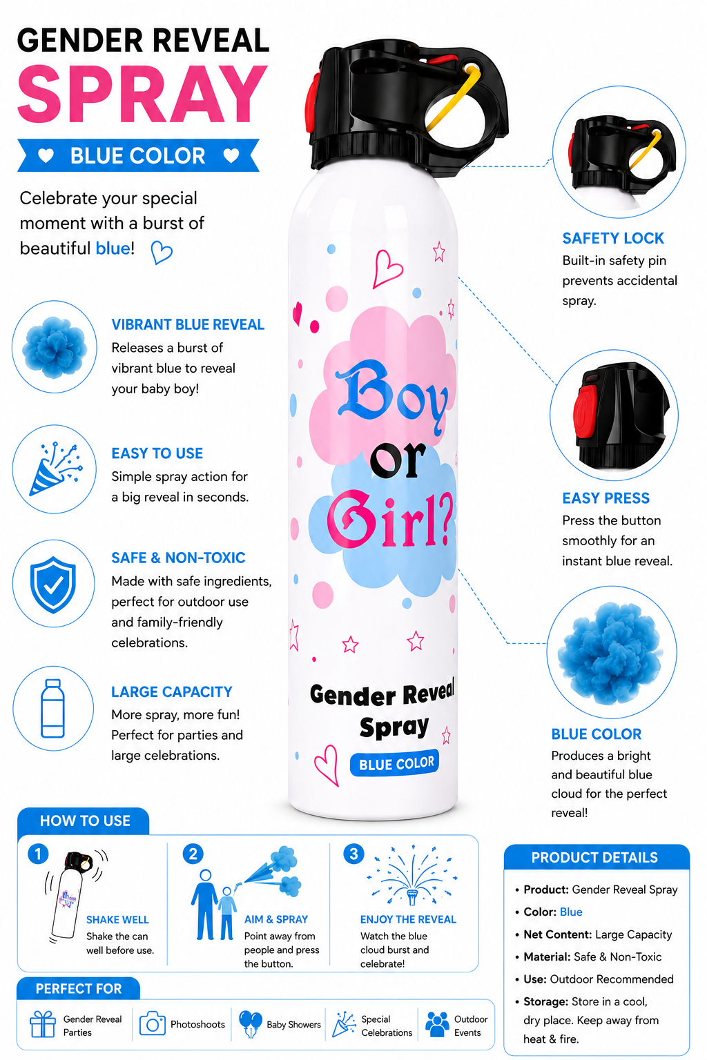Blue Gender Reveal Spray Can