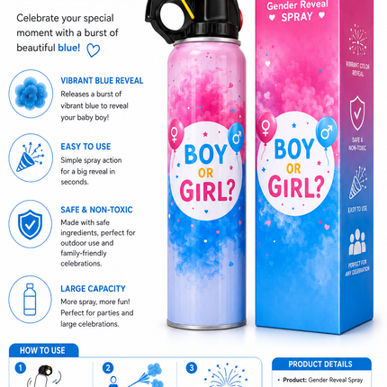 Gender Reveal Party Spray Blue