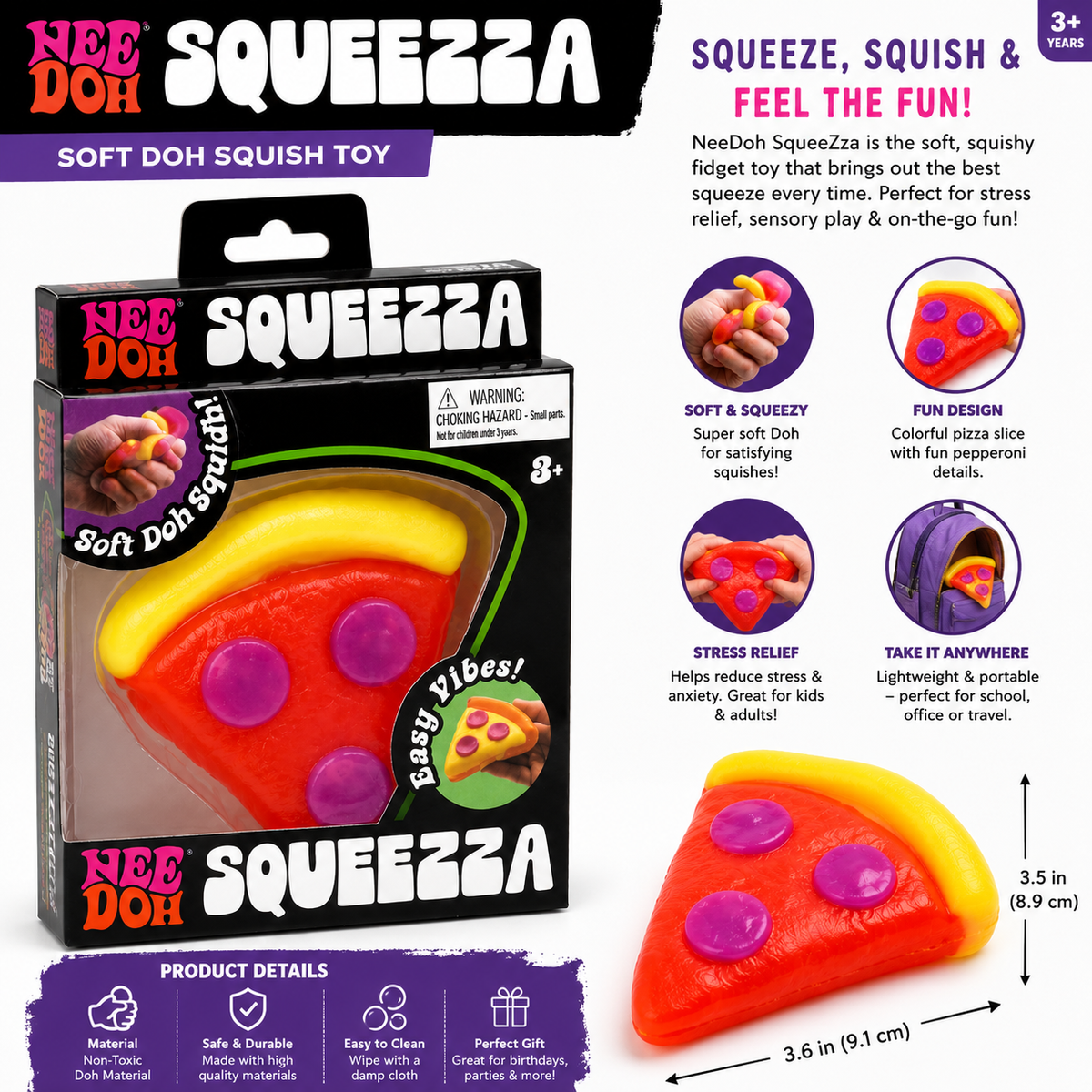 NeeDoh Squeezza Pizza Slice Squishy Toy