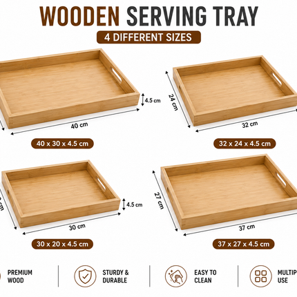 Wooden Serving Tray Set