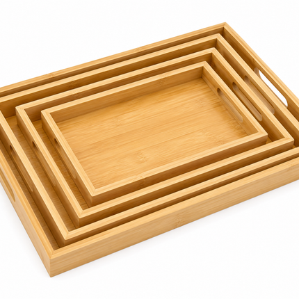 Wooden Serving Tray Set