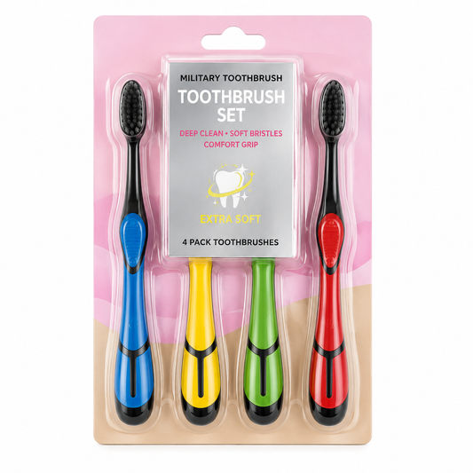 4 Pack Soft Bristle Toothbrush Set