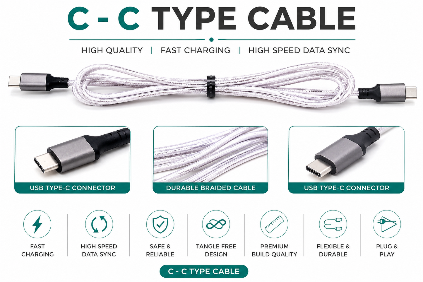 USB Charging Cable Fast Charge Data Sync Cable