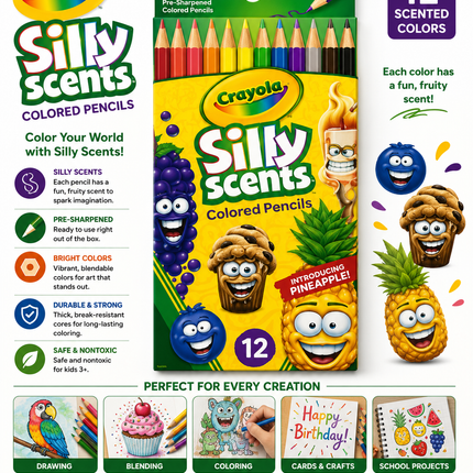 Crayola Scented Colored Pencils – 12 Vibrant Colors with Fun Fruity Scents