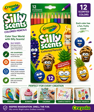 Crayola Scented Colored Pencils – 12 Vibrant Colors with Fun Fruity Scents