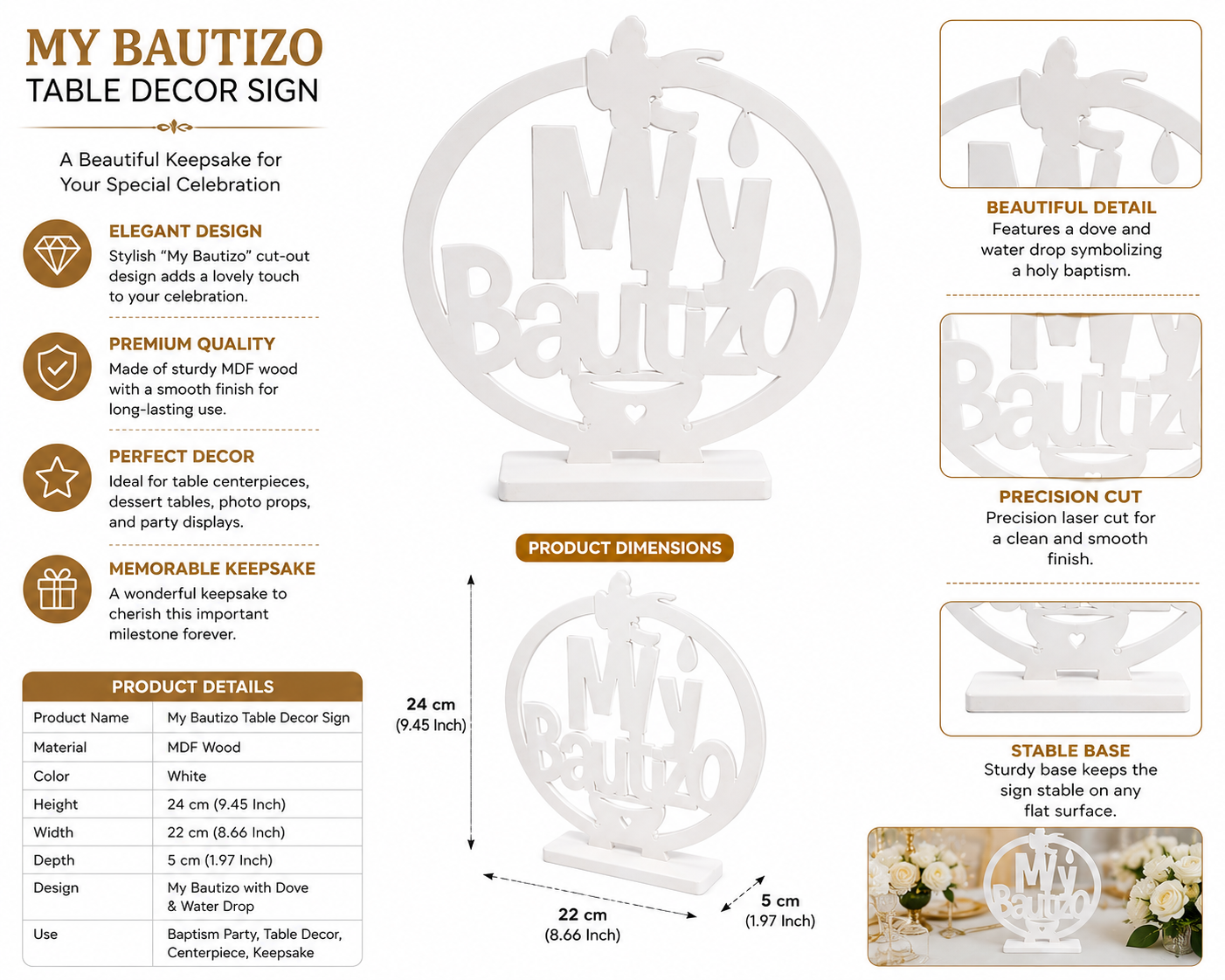 My Bautizo Table Decor Sign