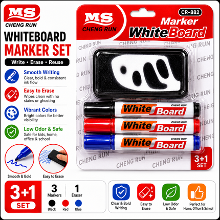 Whiteboard marker with eraser