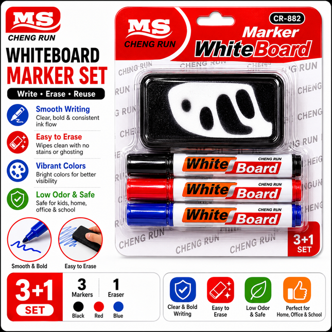 Whiteboard marker with eraser