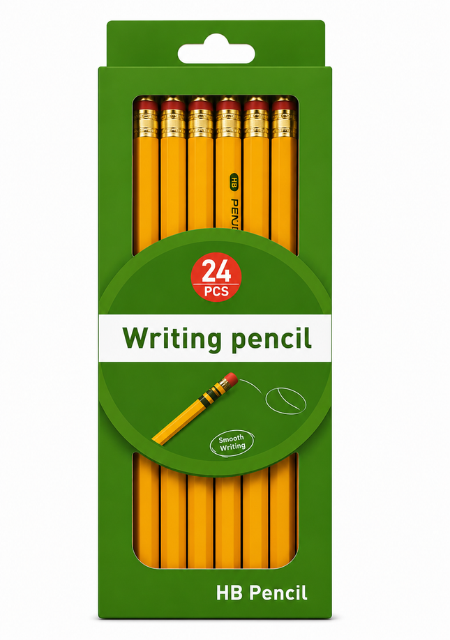 HB Graphite Pencils 24 Count – Smooth Writing Pencils with Strong Lead