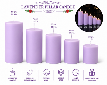 Lavender Decorative Pillar Candle