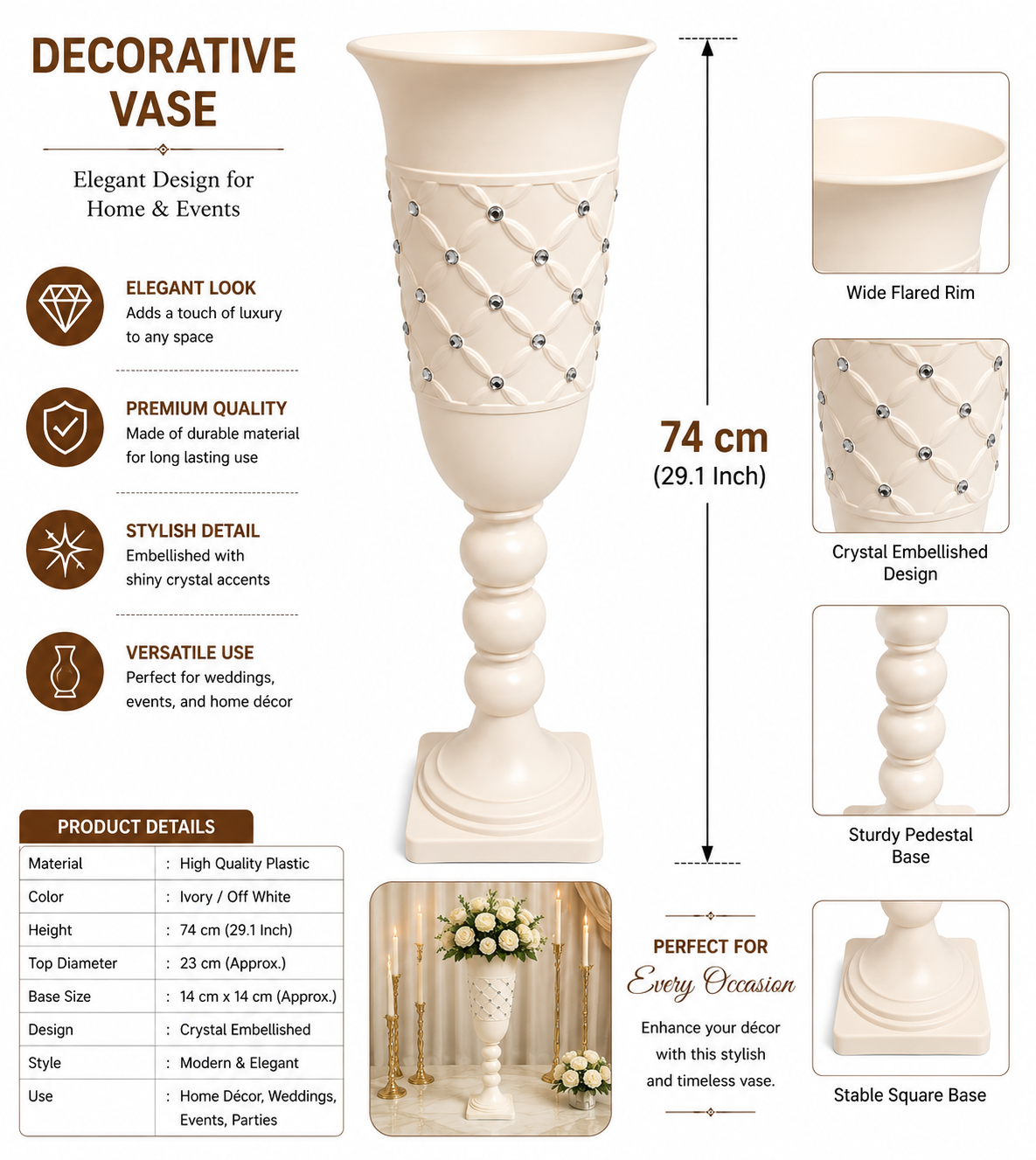 74cm Decorative Floor Vase