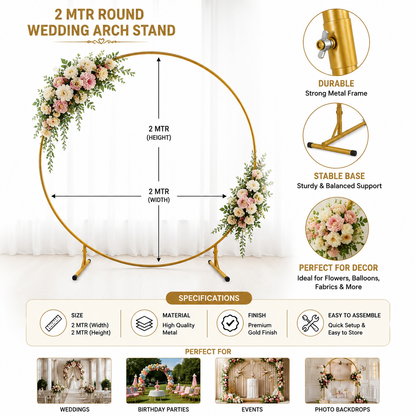 Gold Round Wedding Arch Metal Stand