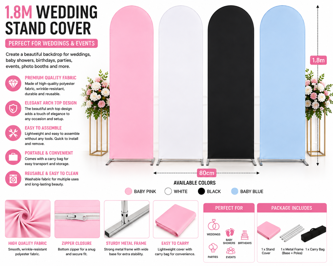 1.8M Wedding Stand Cover