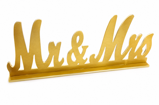 Gold Mr & Mrs Wedding Sign with Base